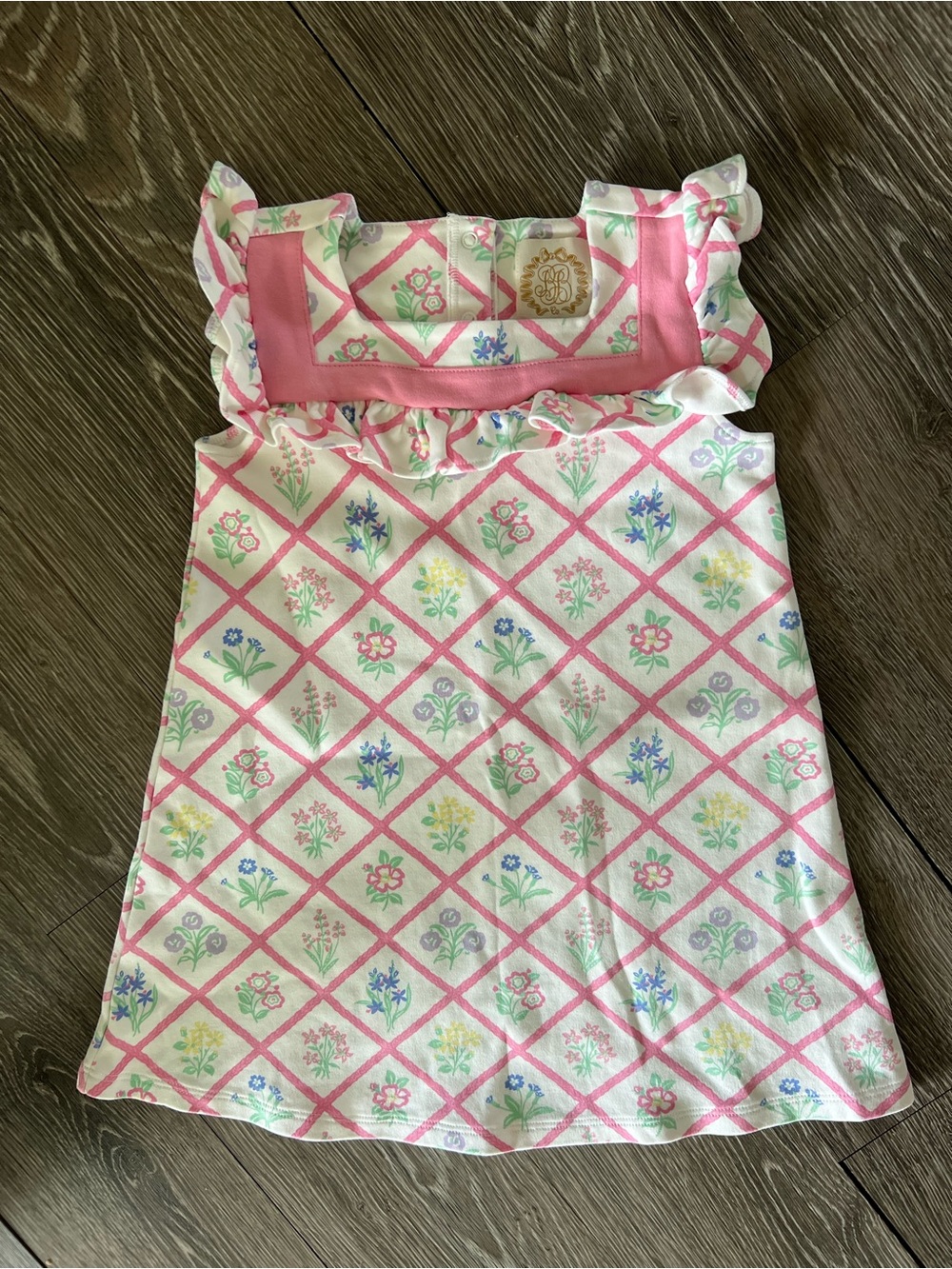 The Beaufort Bonnet Company Girls Floral Lattice Ruffle Dress Size 6